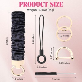 Sylixonae Cute Scrunchie Keychain Wristlet for Women & Men - Stretchy Car Key Holder with D Ring for Gym, Shopping, Travel (Black Leopard)