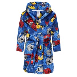 Childlike Me Boys Fleece Bathrobe Hooded Toddler Soft Fuzzy Robe for Kids 2-16 Years Blue Off Road Vehicle 4-5 Years