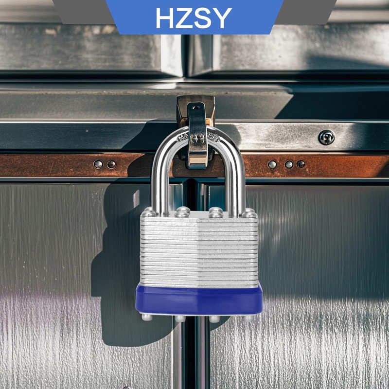 HZSY Padlocks Keyed Alike, Pack of 24, Laminated Steel Keyed