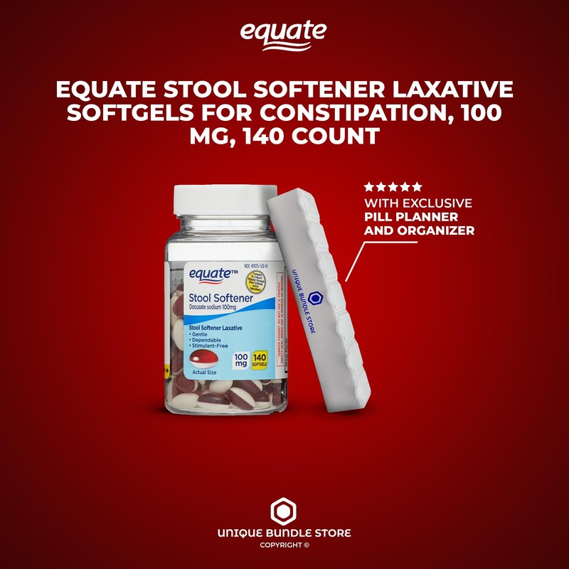 Unique Bundle Store Equate, Stool Softeners Softgels 100mg, 140 Count