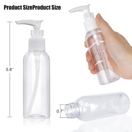 5 Pack Travel Bottles Pump Bottles Dispenser 3.4oz/100ml Plastic Lotion Pump Bottle Clear Travel Toiletry Bottles with Extra 1 Pump Leak Proof for Makeup Cosmetic Containers (White)