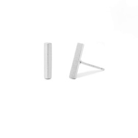 Boma Jewelry Sterling Silver Matte Finish Rectangle Bar Stud Earring (Silver)