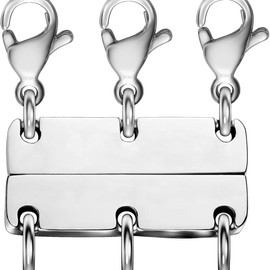 18K Gold Necklace Separator for Layering Lightweight Necklace Stacker Detangler Clas Magnetic Multiple Necklace Layering Bracelet Connector Girls’ Layered Necklace Closures Triple Silver Layering Clasps for Women:_TRIPLEGOLD-2PCS