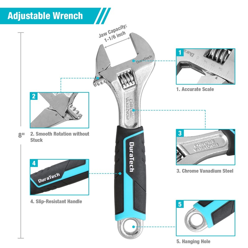 DURATECH 8-Piece Pliers Set with Rolling Pouch, Premium Cr-V/Cr-Ni Construction,