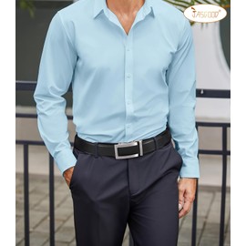 JasGood Men's Belt Automatic Ratchet Leather Belt Adjustable Leather Belt Without Holes for Men Business Suits 35 mm Width, 01-black