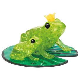 Crystal Puzzle, 3D Frog Couple, Green, Transparent Design, 43 Pieces, Construction Kit for Children and Adults HCM Kinzel