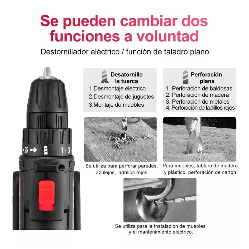 Lumoku Kit Taladro Inalámbricos Desatornillardor Electrico 42v 3/8