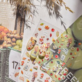 HPYFOI Fall Nail Stickers for Nail Art Thanksgiving Day Nail Art Sticker Autumn Maple Leaves Nail Decals Mushroom Ladybug Stickers for Nails Design Self Adhesive Nails Supplies for Women Girls 1 Sheet