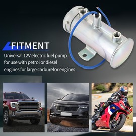 Dokili Power Flow Electric Fuel Pump 12V Cylindrical Universal Compatible with Motorcycle Car Accessories for Facet Onan 27149-2093 149-1828 476087 046918 40131