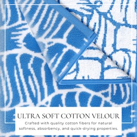 Great Bay Home 100% Cotton Oversized Beach Towel - 36" x 68" Pool Towels - Absorbent, Quick Dry, Ultra-Soft Large Towel (Blue/White Fish)