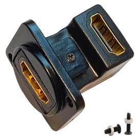 SHANFEILU HDMI Right Angle D Type Panel Mount Adapter Connector Extender Socket Series D-Type HDMI Coupler Female to Female Glod Plated Connector with Screws