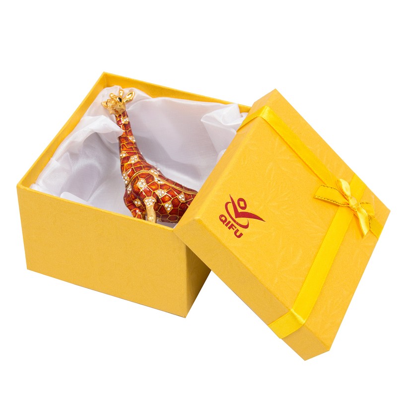 QIFU Vintage Hand Painted Giraffe Enamel Trinket Box Hinged