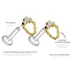 PIERCINGLINE Titanium Attachment with Push Pin 3 Crystal and Chain