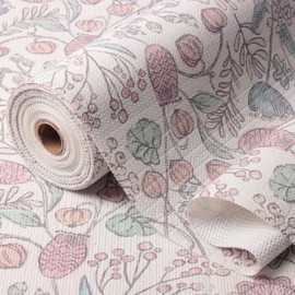 Drawer and Shelf Liner for Cabinets, Non-Adhesive and Strong Non-Slip Retro Floral Shelf Cabinet Drawer Liners for Kitchen, Waterproof Cupboard Liners,Easy to Clean,12IN x 10FT,Beige