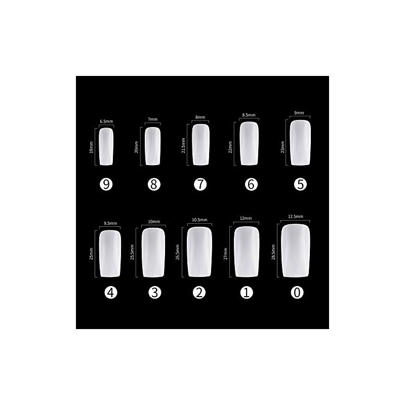 Full Cover Acrylic False Nail Tips, 500PCS Fake Nail Shape