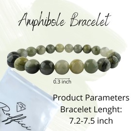 Raffici Heliotrope African Bloodstone Bracelet Anxiety Bracelet Stone Healing Bracelet Ajustable Stretch Gemstone Beads Bracelet for Women Teen Girls Unixes Gift