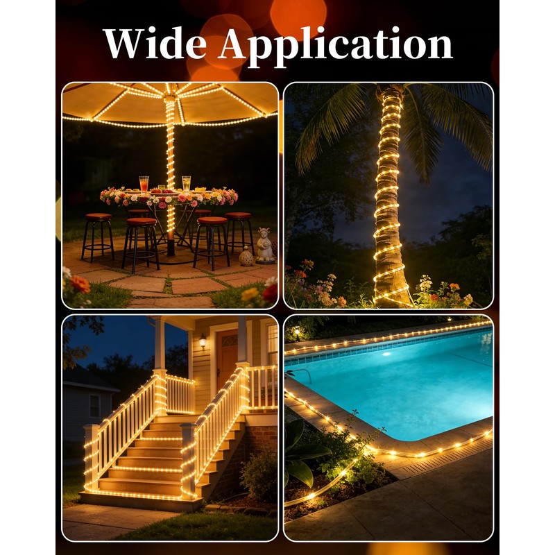 Solar Rope Lights Outdoor, 2 Packs Total 144FT 400LED Solar