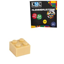 CMC imports 50 clamping blocks basic building blocks 2 x 2 knobs compatible bricks 34 different colours (595 - Sand)