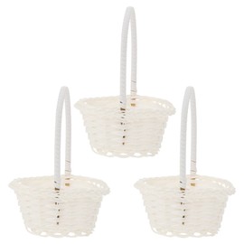 KOMBIUDA 3 Stk Aufbewahrungskorb Osterkörbe Für Kinder Weidenobstkorb Blumenmädchen Snackbehälter Körbe Für Erwachsene Marktkörbe Aus Stroh Bastelkorb Miniatur Weiß Baby