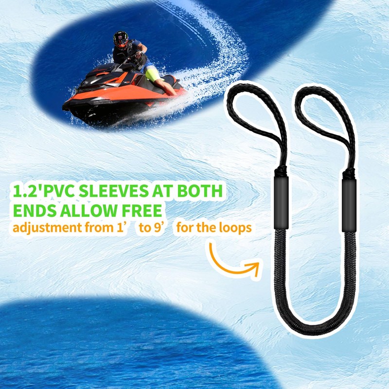 5FT Bungee Dock Line for Boats – Adjustable Elastic Mooring