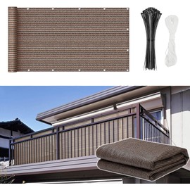 Veranda Blindfold Veranda Blindfold Shade Awning High Density Polyethylene Dark Color Blindfold Balcony Shade Increases Strength UV Protection Ventilated Privacy Shade Mocha Color Blackout Net Home