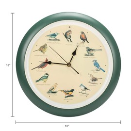Mark Feldstein, The Original Singing Bird Wall Clock, 13 Inch, Green