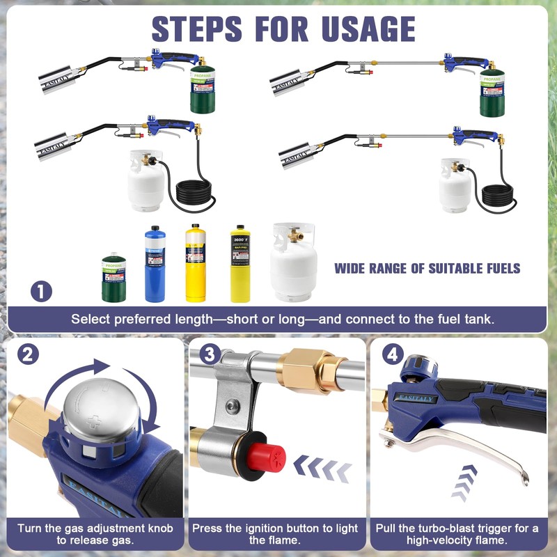 Propane Torch Weed Burner Kit,High Output with 12.5FT Hose,Heavy Duty
