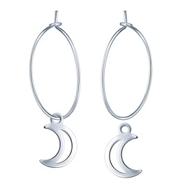 MicLee Women's Earrings 925 Sterling Silver Hoop Earrings with Crescent Moon Earrings with Gift Bag Super Christmas Gift, Silver