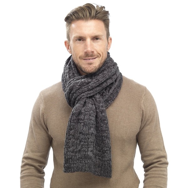 i-Smalls Men's Warm Stylish Cable Knit Scarf ONLY (Dark Grey)
