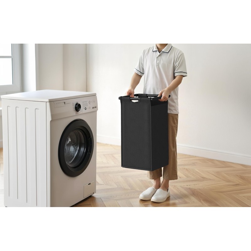 Herture Laundry Hamper with Shelf, Laundry Basket 3 Section, Laundry