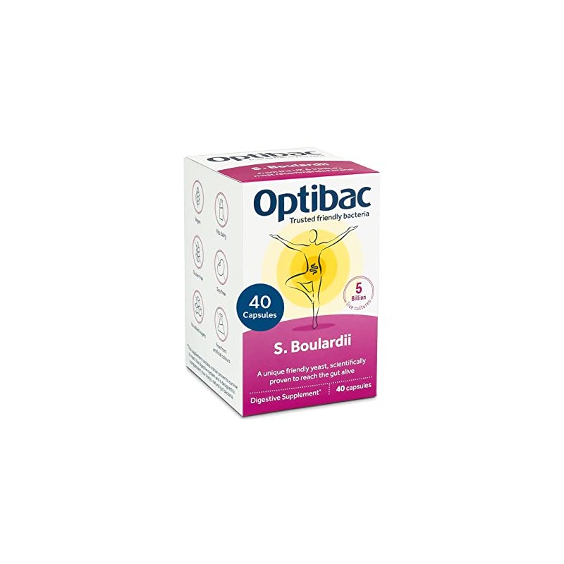 Optibac Probiotics Saccharomyces Boulardii - Vegan Scientifically Proven Digestive Probiotic