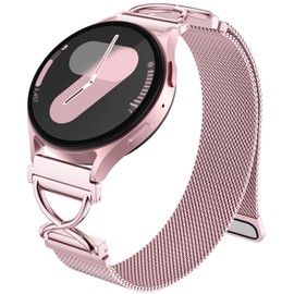 Dirrelo Compatible with Samaung Galaxy Watch 7 6 4 5 Strap 40 mm 44 mm, X-shaped Metal Magnetic Mesh Replacement Strap for Galaxy Watch FE/6 Classic 47 mm 43 mm/4 Classic 42 mm 46 mm/5 Pro 45 mm Women