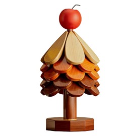 Wooden Trivets for Hot Dishes Tree Trivet Set with Apple Topper, 5-Layer Wooden Hot Pad for Table Protection, Foldable Heat Resistant Mat, Festive Coaster & Holiday Kitchen Decor