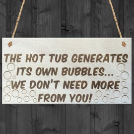 Red Ocean The Hot Tub Generates Its Own Bubbles Novelty Wooden Plaque Party Pool Sign