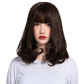 GAIBMAX - Pelucas para mujer cabello aspecto natural, peluca de mujer longitud media, pelucas sintéticas de fibra de alta calidad