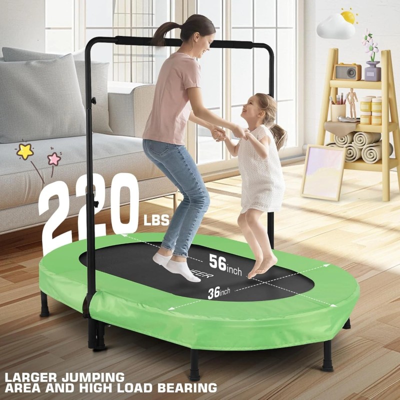 Unbranded Foldable Trampoline, Mini Rebounder Trampoline with Adjustable Handle, Exercise~