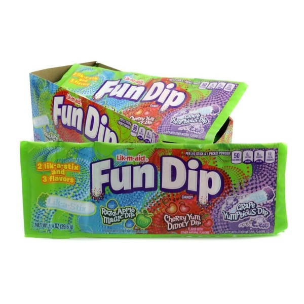 Lik-M-Aid Fun Dip Candy 24 Ct 1.4 oz Box Fundip Powder Sugar Bulk Candies