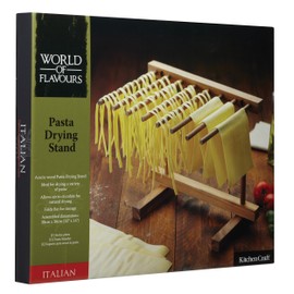 KitchenCraft World of Flavours Collapsible Wooden Pasta Drying Rack, Brown, 36 x 30 x 23.5 cm
