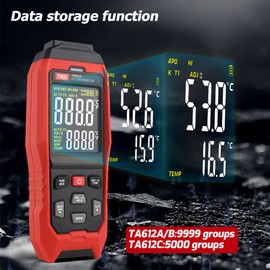 TASI TA612B 2 Channels K/ J Type Thermocouple Thermometer -200~1372℃/ -328~2501℉ Handheld Digital LCD Temperature Meter 9999 Groups Data Storage