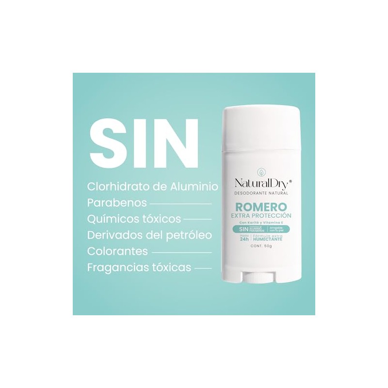 NaturalDry Desodorante Natural Extra Protección Romero 50g