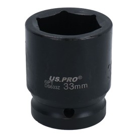 3/4" Drive 33mm Shallow Metric MM Impact Impacted Socket 6 Sided Single Hex