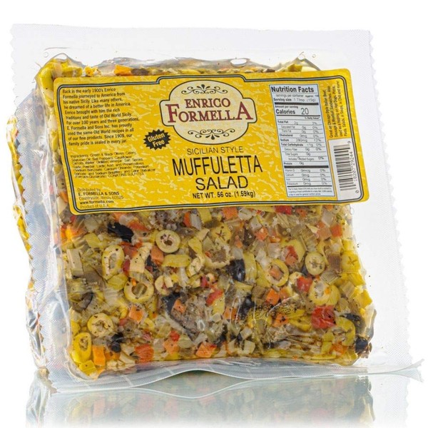 Enrico Formella Mild Muffuletta Salad - Gluten Free Italian Olive Mix - New Orleans Style Sandwich Spread (56oz)