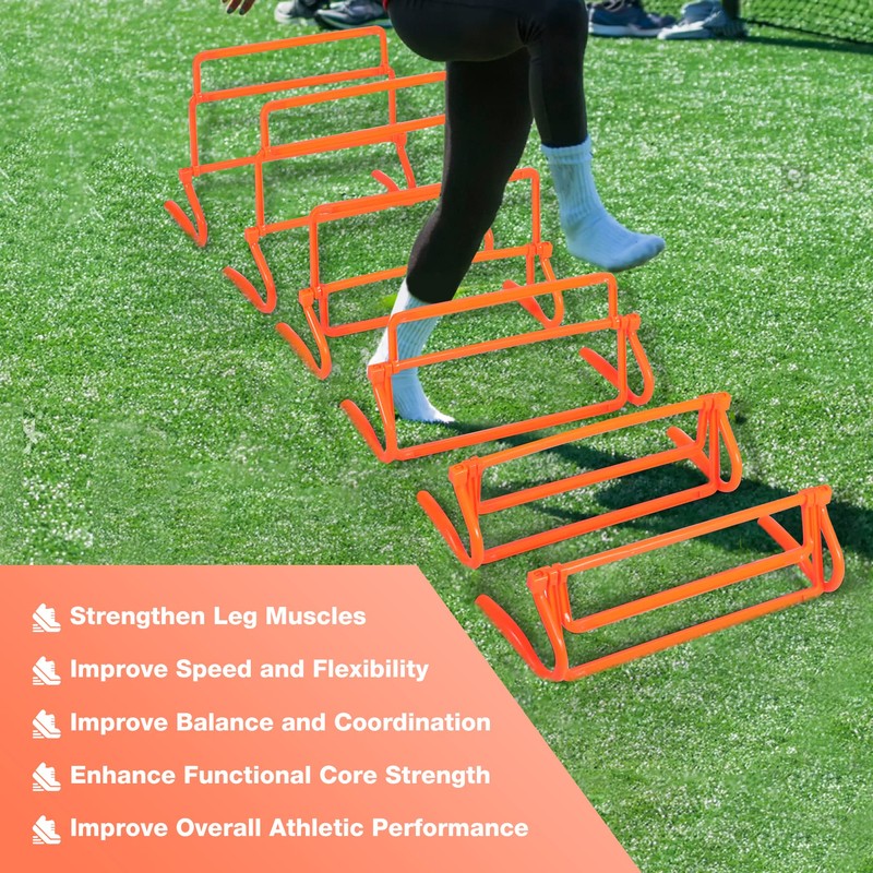 Lineslife Adjustable Agility Hurdles,4 Height Speed Training Hurdles, Portable Speed