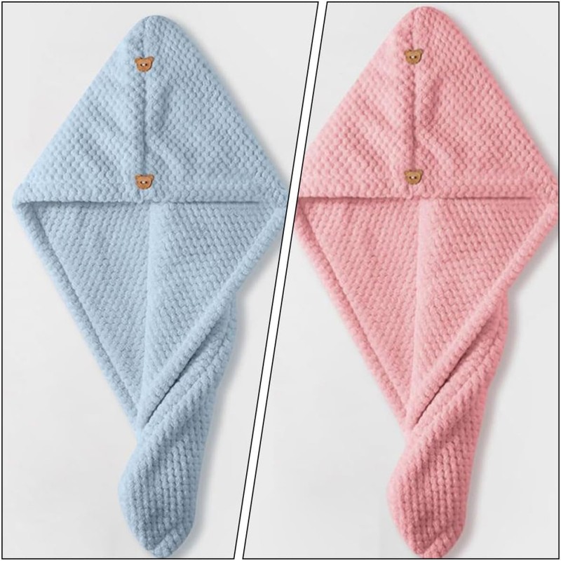 Genérico Toallas Microfibra Absorbentes Cabello 3 Piezas Secado Rápido Botón