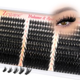 Manga Lash Clusters 100D Eyelash Clusters Volume Lash Clusters With Spikes 300Pcs 13-21MM Long Cluster Eyelash Extensions Salon-Level Thick Individual Lashes by Zegaine