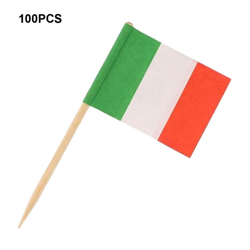 100x Italy Flag Toothpick Decors Versatile Decoration Solution Made with