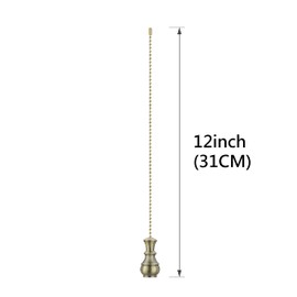 Aspen Creative Antique Brass 20515-42, 12" Ceiling Fan Beaded Solid Steel Decorative Pull Chain Finish, 2 Pack