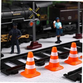 Warmhm 14 x Roadblock Sand Table Model Mini Warning Cones Construction Cone Construction Site Accessories Toy Road Lock Pretend Parking Signs Toy Roller Skates Child ABS Mandarin