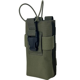 ULIONTAC Radio Holster Walkie Talkie Pouch - 500D Nylon Molle System 3mm Bungee Storage Bag for Utility Tactical Belt Accessory Fits Standard Handset (Ranger Green)