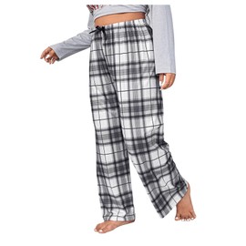 Floerns Pantalones de dormir para mujer, talla grande, estampado a cuadros, nudo frontal, ropa de dormir, Azul (Dusty Blue), XXX-Grande